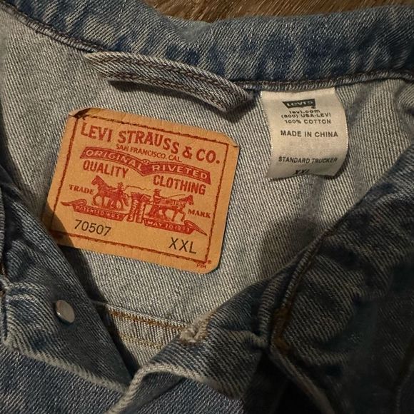 Vintage Y2K Levis Light Wash Denim Standard Trucker Jean Jacket Mens Size XXL - Picture 5 of 10